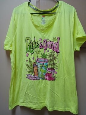 Rise & Grind Neon Yellow Graphic Tee